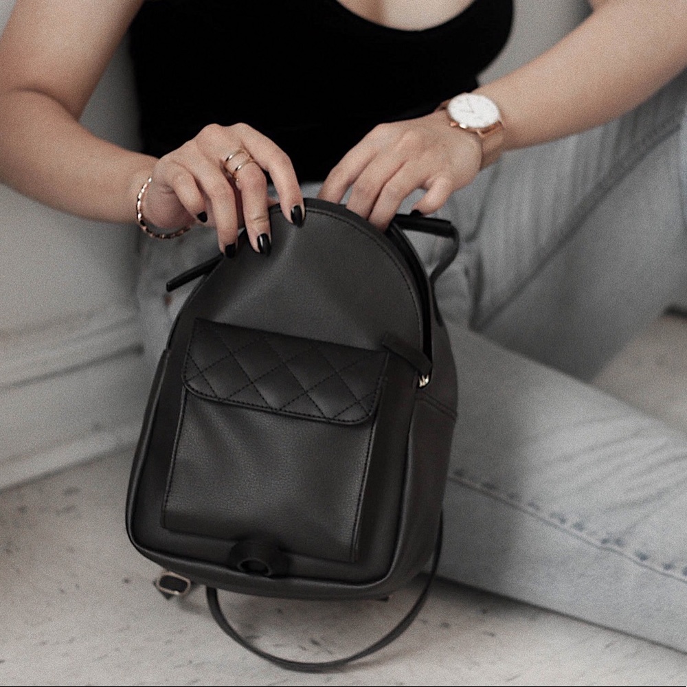 Black mini backpack